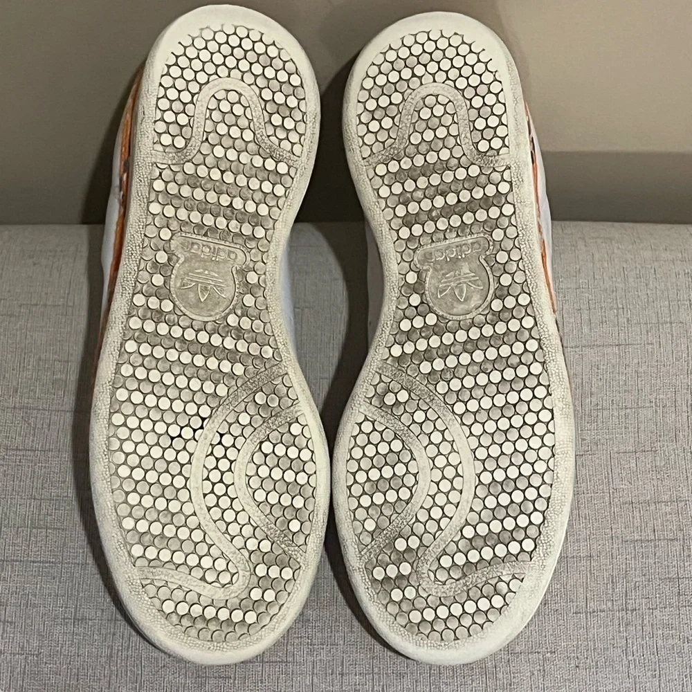 Adidas Stan Smth New Bold White and Orange Sneakers, size 7